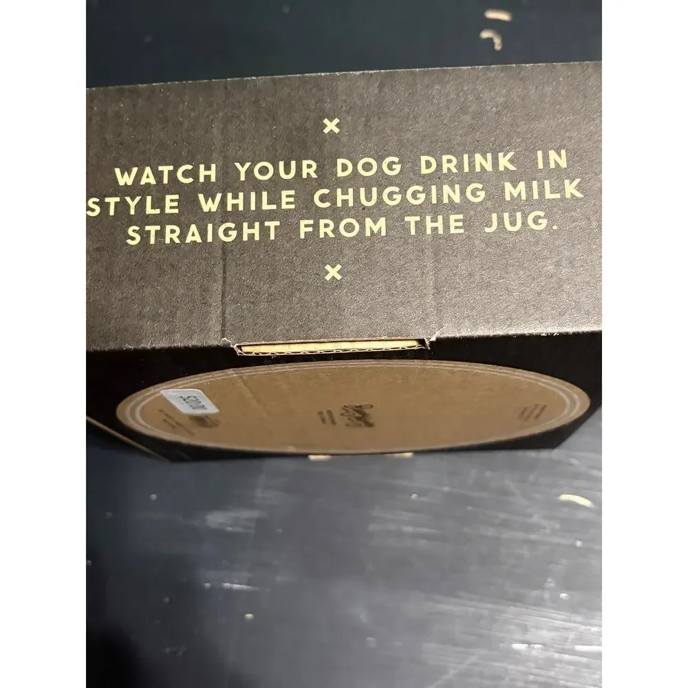 Brass Monkey After Dinner Drinks Ceramic Dog Bowl 40 oz Gold Foil NIB